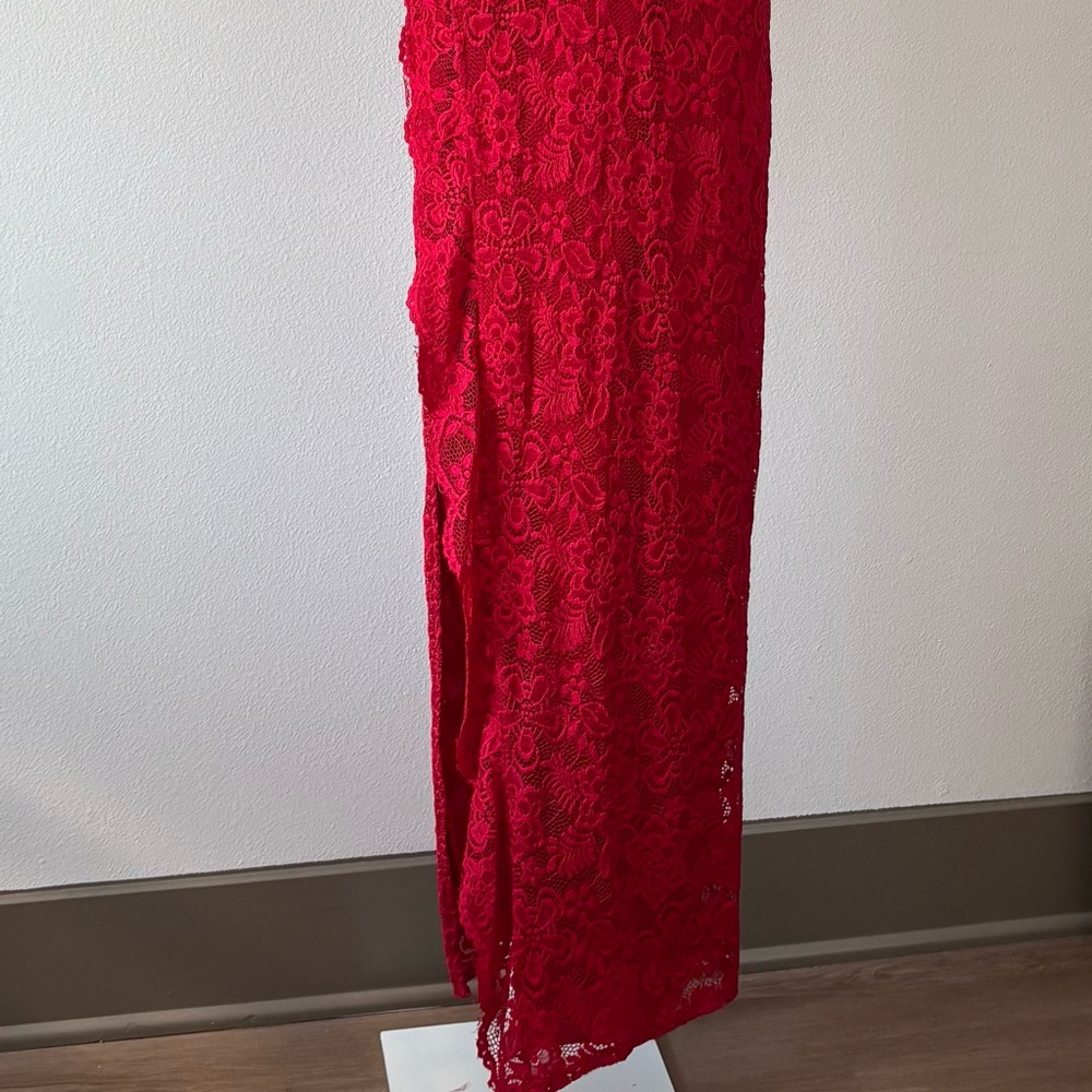 Windsor Gown Large Maxi Split V Neck Scallop Lace Floral Girlhoodcore Romantic - Picture 2 of 12